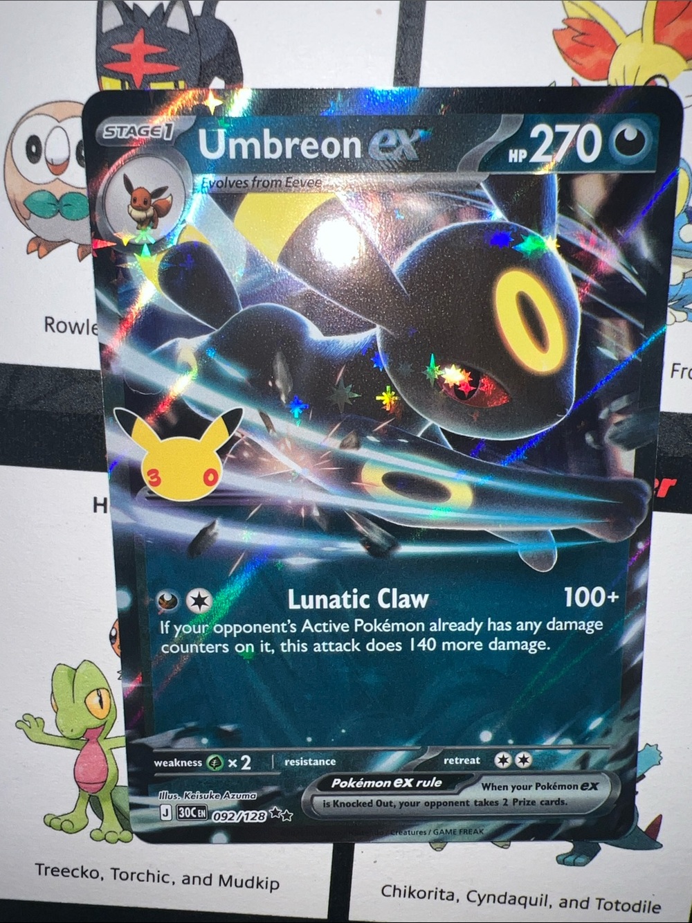 Pokemon Umbreon ex Holo Black and Yellow Foil Collectible Card